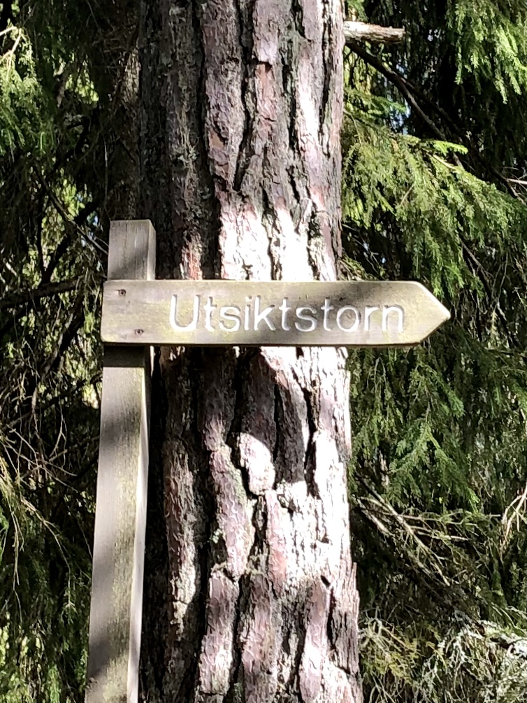 Sign for the utsiktstorn, lookout tower