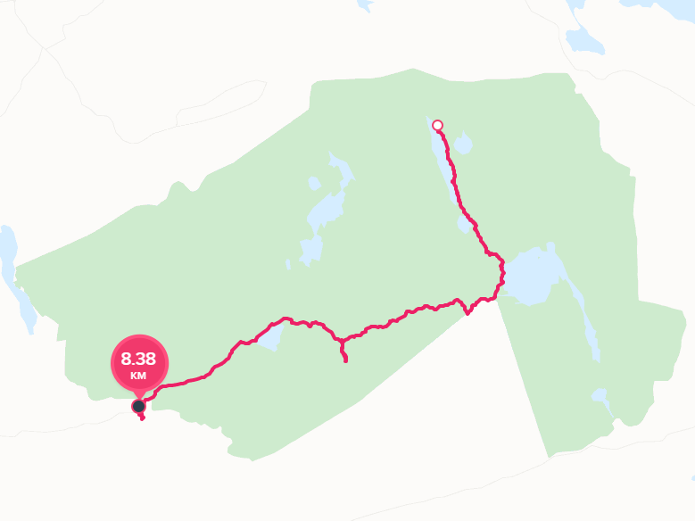 GPS map of our hiking trail back to the bus from Tyresta, tracked by my FitBit