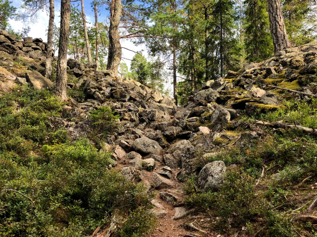 An Iron Age hill fort wall in Tyresta National Park