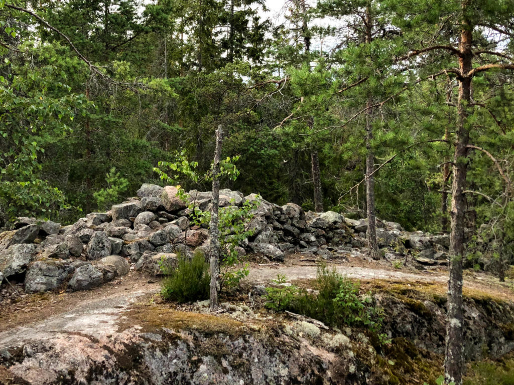 An Iron Age hill fort wall in Tyresta National Park