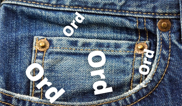 A picture of a pocket full of the word ord